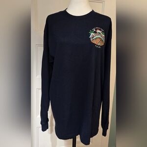 Surfing Santa Navy Graphic Long Sleeve Shirt